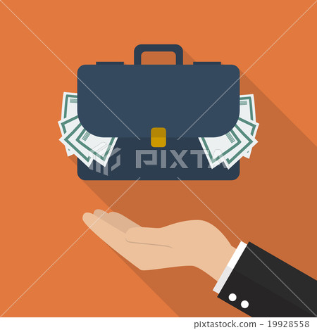 Hand with briefcase full of money 19928558