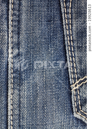 Blue jeans sewing line of closeup texture. 19928613