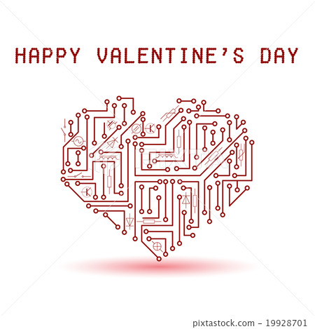 red electrical circuit board heart for valentines  19928701