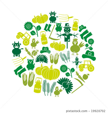 farm color simple icons set vector in circle eps10 19928702