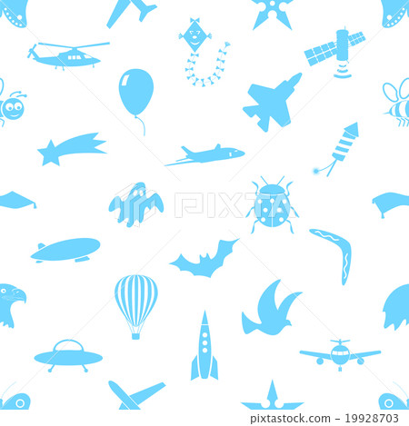 flying theme symbols and icons seamless pattern 19928703
