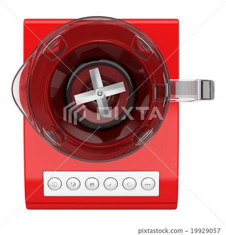 top view of red countertop blender isolated  19929057