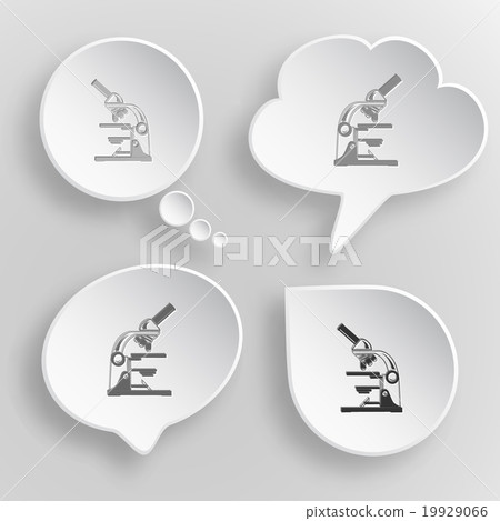 Lab microscope. White flat vector buttons on gray  19929066
