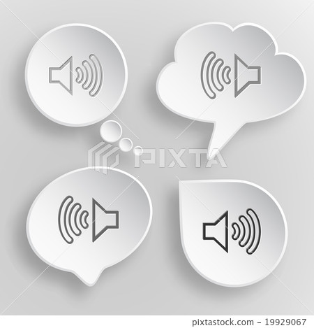Loudspeaker. White flat vector buttons on gray  19929067