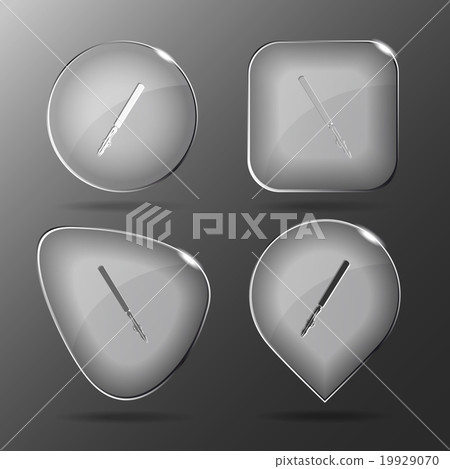 Ruling pen. Glass buttons. Vector illustration. Ruling pen. Glass buttons. Vector illustration. 19929070