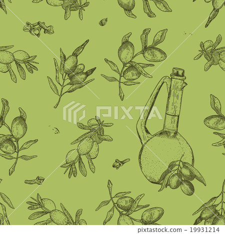 Seamless pattern with olive branches - Stock Illustration [19931214 ...