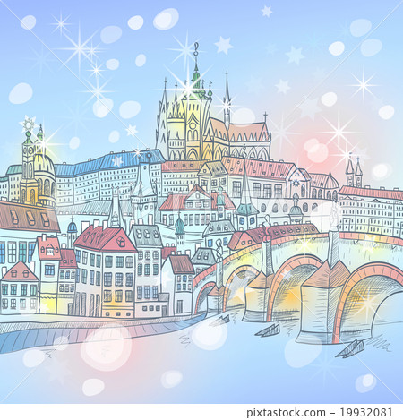 Charles Bridge in Prague at night, Czechia 19932081