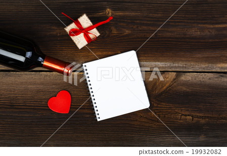 Heart, Wine, Gift And Notepad. 19932082