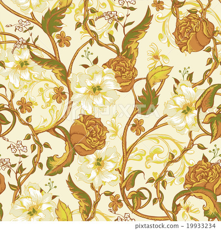 Vintage seamless pattern with blooming magnolias Vintage seamless pattern with blooming magnolias 19933234