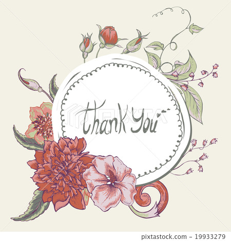 Vintage botanical greeting card with blooming - Stock Illustration ...