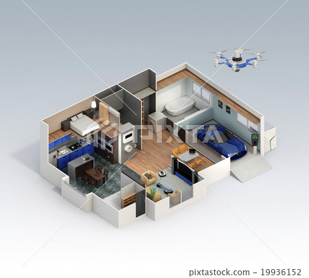 Interior of smart home. Reduce environmental burden by reducing energy consumption by energy-saving home appliances 19936152