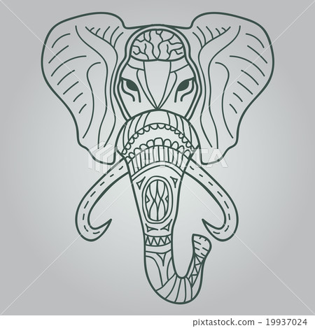 Ethnic patterned head of elephant  19937024