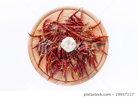Dried peppers and garlic for cooking. Dried peppers and garlic for cooking. 19937117