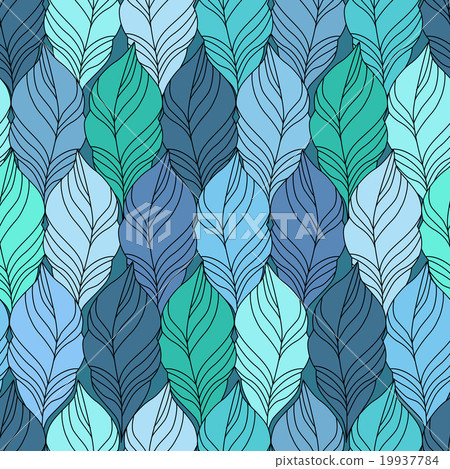 Blue vector Seamless Contour Pattern. 19937784