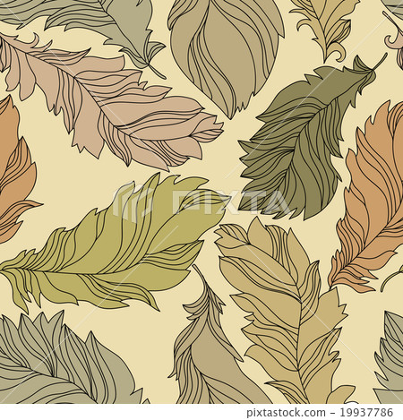 Olive feathers seamless pattern 19937786
