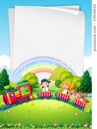 Children riding on the train in the park Children riding on the train in the park 19939426