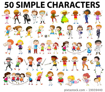 Characters of man and woman doing things Characters of man and woman doing things 19939440