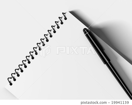 Blank note paper with pen. isolated on white. 19941139