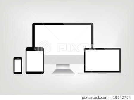 Modern computer, laptop, tablet,mobile phone set 19942794