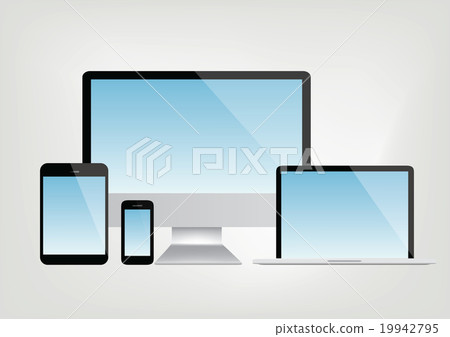 Modern computer, laptop, tablet,mobile phone set 19942795