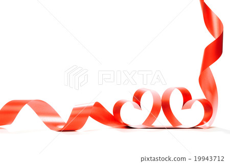 Ribbons shaped as hearts on white 19943712