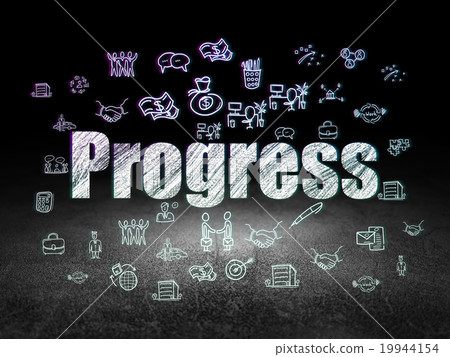 Business concept: Progress in grunge dark room Business concept: Progress in grunge dark room 19944154