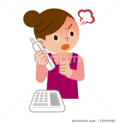 一個女人通過電話生氣 19944486