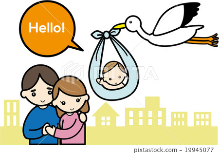 一隻鸛給一對夫婦送一個嬰兒 一隻鸛給一對夫婦送一個嬰兒 19945077
