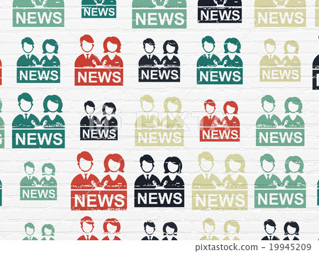 News concept: Anchorman icons on wall background 19945209