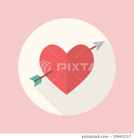 Heart with cupid arrow flat icon Heart with cupid arrow flat icon 19945237