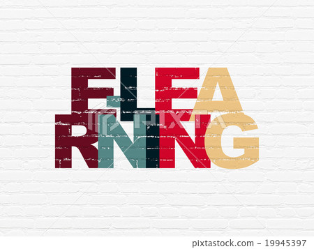 Learning concept: E-learning on wall background 19945397