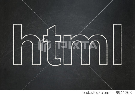 Programming concept: Html on chalkboard background 19945768