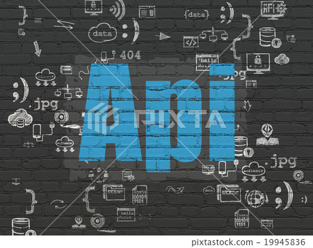 Programming concept: Api on wall background - Stock Illustration ...