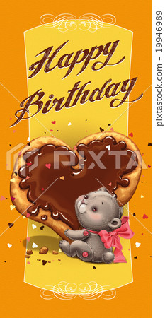 Teddy Bear With A Birthday Card. Teddy Bear With A Birthday Card. 19946989
