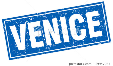 Venice blue square grunge vintage isolated stamp - Stock Illustration ...