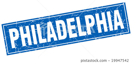 Philadelphia blue square grunge isolated stamp 19947542