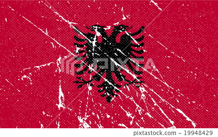 Flag of Albania with old texture. Vector 19948429