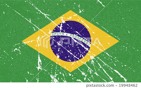 Flag of Brazil with old texture. Vector 19948462