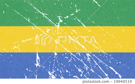 Flag of Gabon with old texture. Vector 19948519