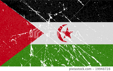 Flag of Western Sahara with old texture. Vector 19948728