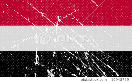 Flag of Yemen with old texture. Vector 19948729