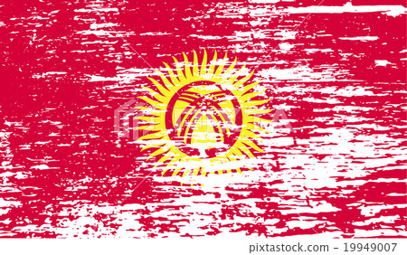 Flag of Kyrgyzstan with old texture. Vector 19949007