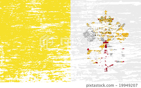 Flag of Vatican with old texture. Vector 19949207