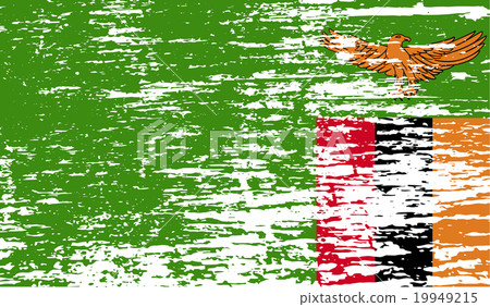 Flag of Zambia with old texture. Vector 19949215