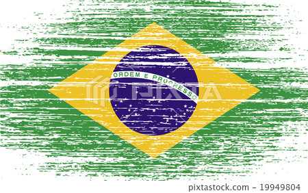 Flag of Brazil with old texture. Vector 19949804