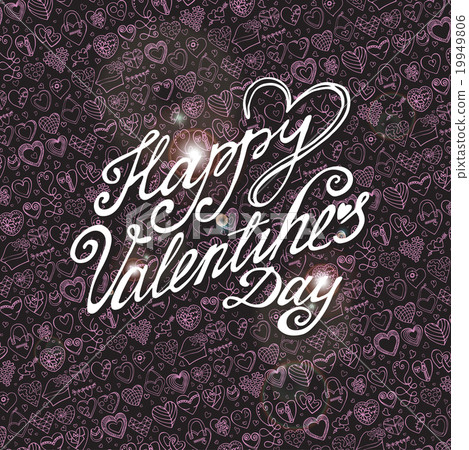 Happy Valentines day card with pink Heart pattern 19949806