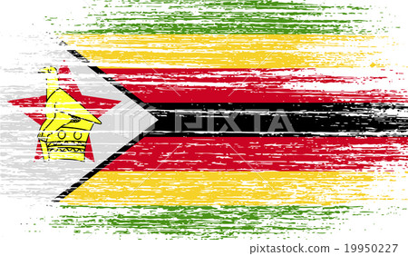 Flag of Zimbabwe with old texture. Vector 19950227
