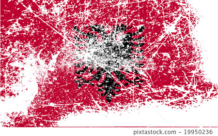 Flag of Albania with old texture. Vector 19950236