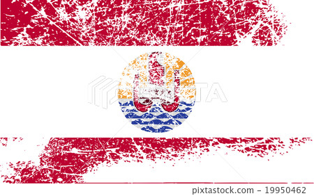Flag of french polynesia with old texture. Vector 19950462
