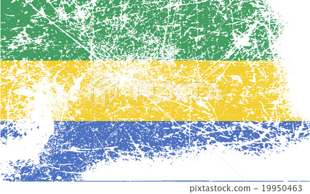 Flag of Gabon with old texture. Vector 19950463